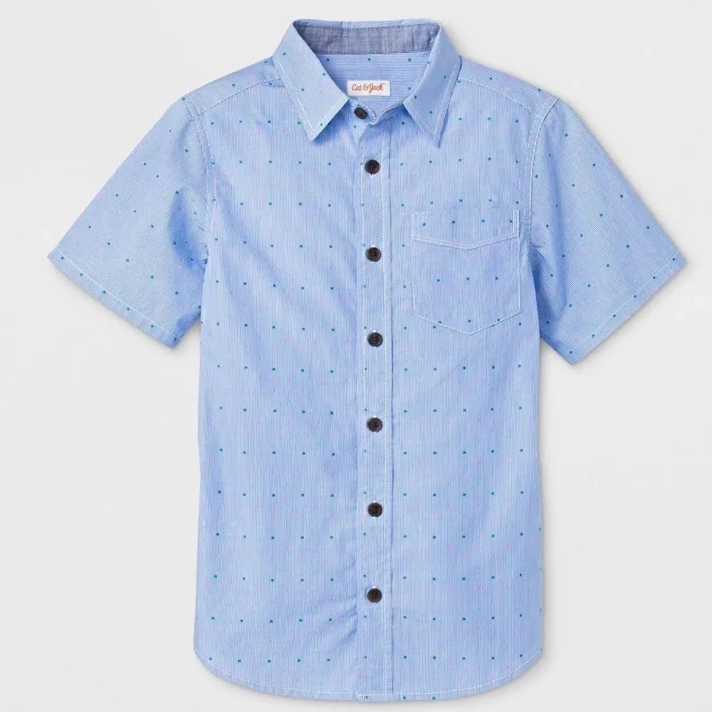 Cat & Jack Short Sleeve Button-Down Dot Shirt